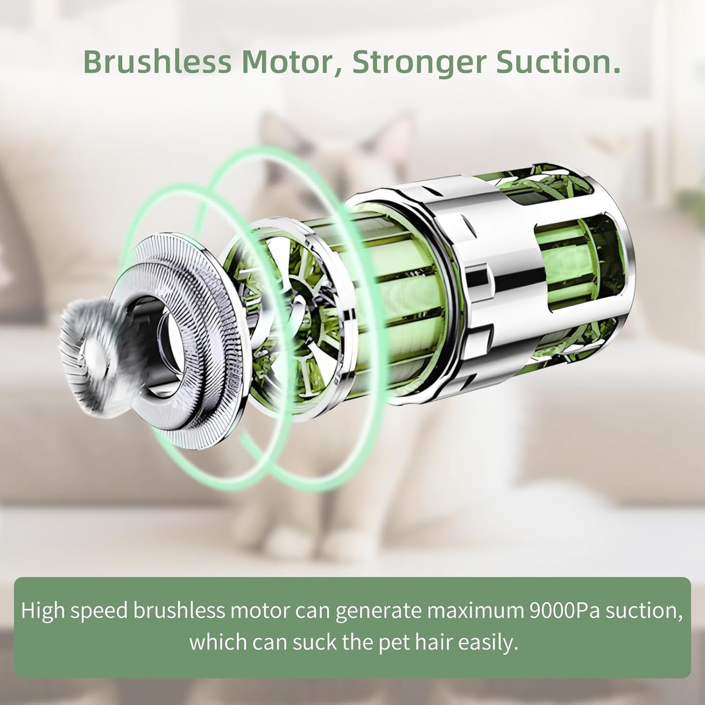 Pet Grooming Vacuum, Handheld Pet Grooming Kit with Strong Suction for Dogs and Cats