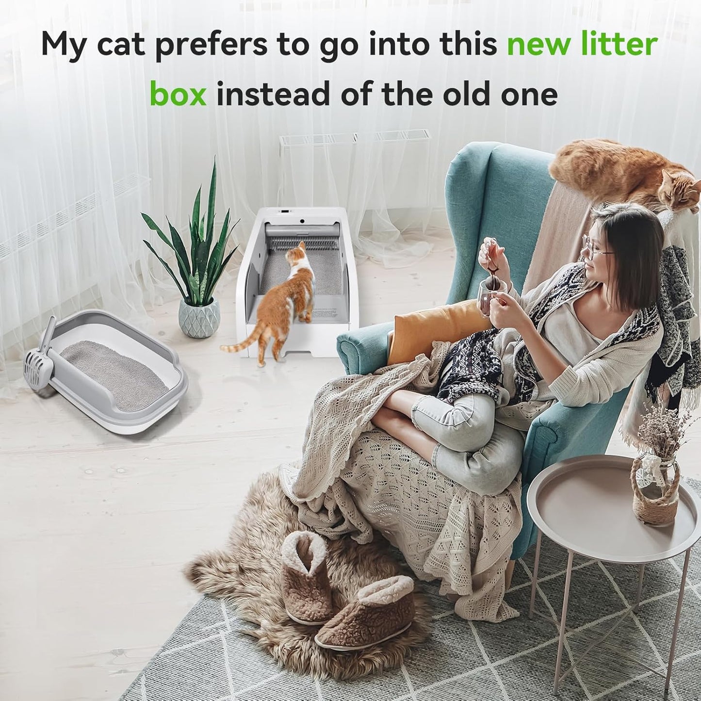 Self Cleaning Litter Box, Upgraded Automatic Cat Litter Box