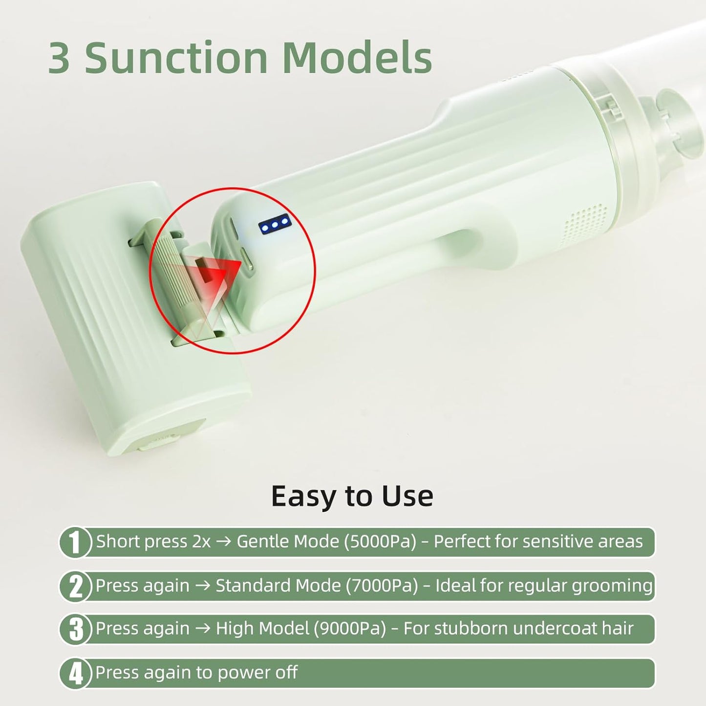 Pet Grooming Vacuum, Handheld Pet Grooming Kit with Strong Suction for Dogs and Cats