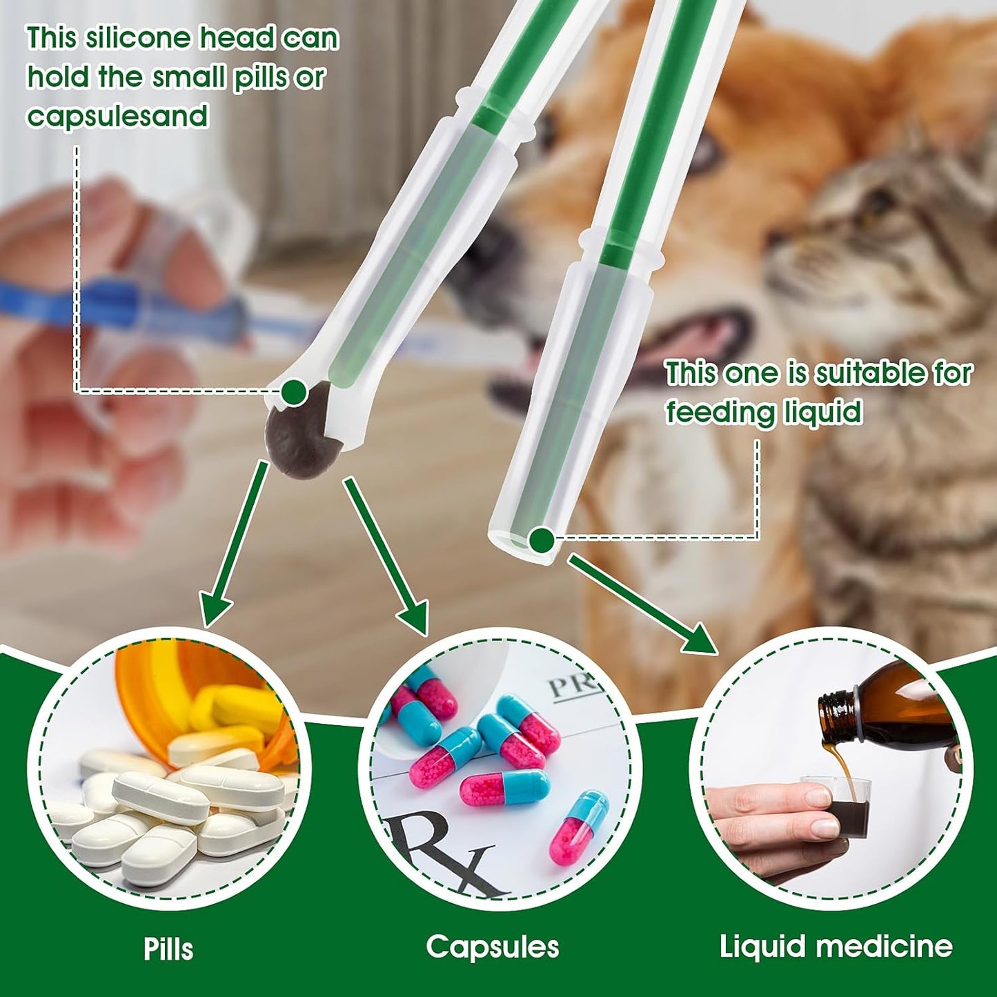 2 Pieces Pet Pill Plunger Popper for Small Cats Dogs