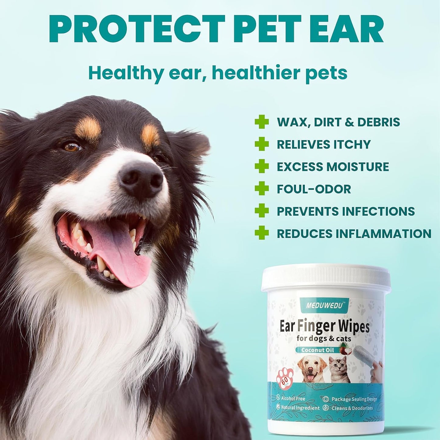 Ear Cleaner Finger Wipes 60 Counts