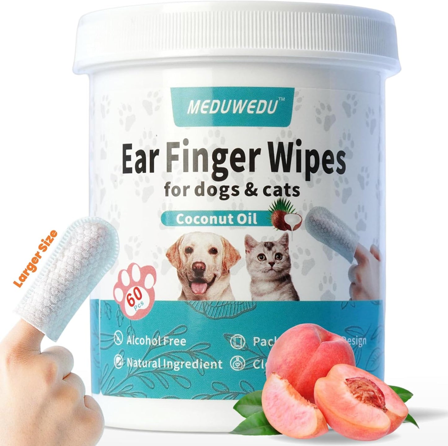 Ear Cleaner Finger Wipes 60 Counts