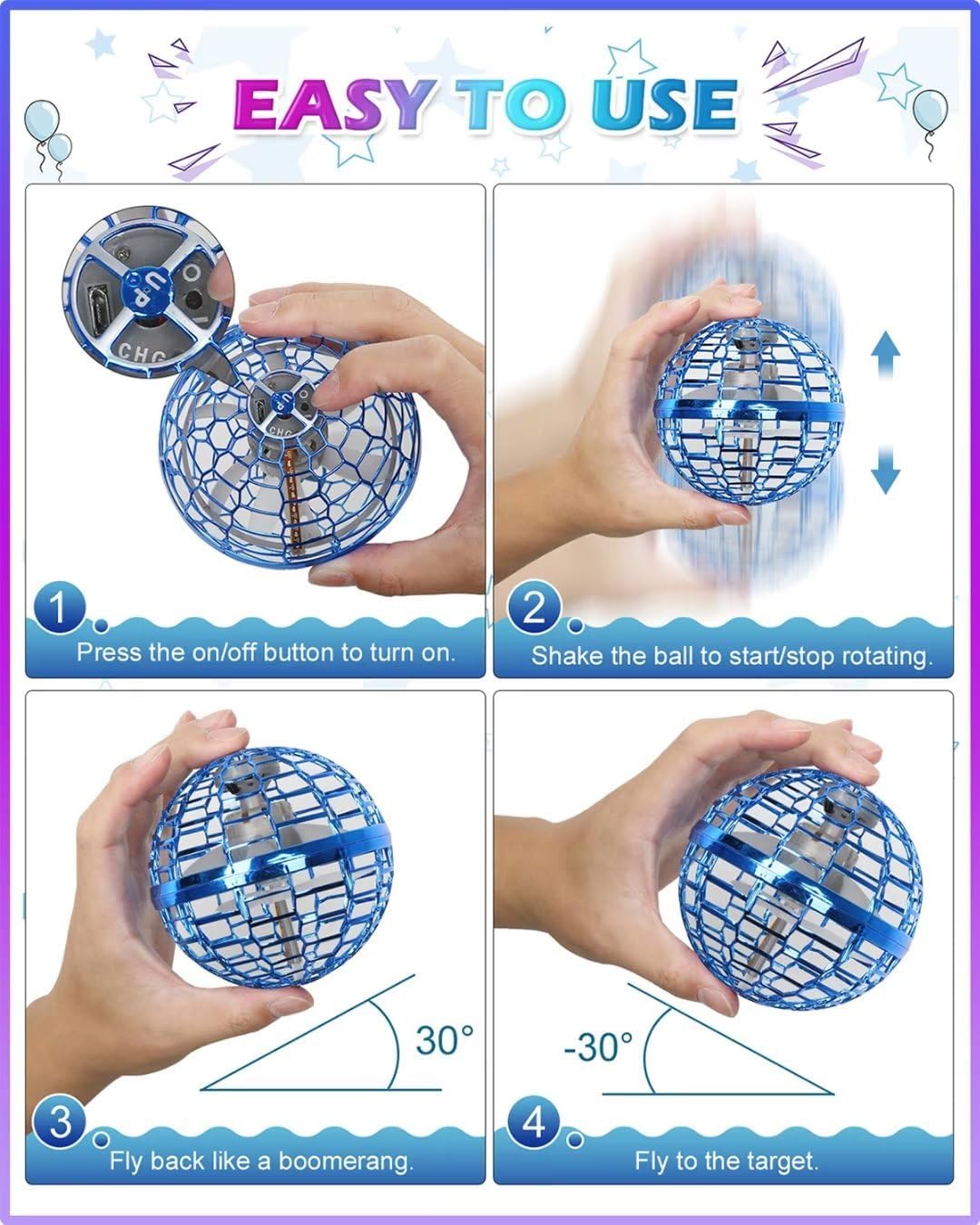 Flying Orb Ball Toys,Hand Operated Drones for Kids,Cool Gadgets Light Up Cosmic Globe Spinning Glow in The Dark,Christmas Birthday Gift Ideas Toys for Teen Girls Age 6 7 8 9 10+