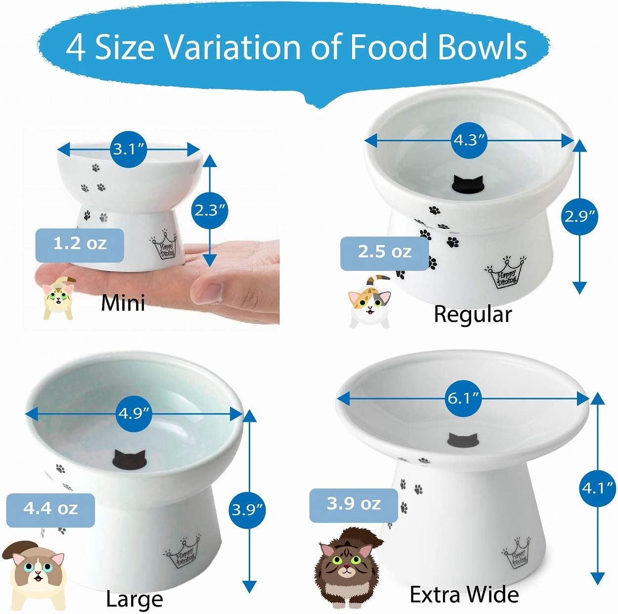 Wide Raised Cat Food Bowl