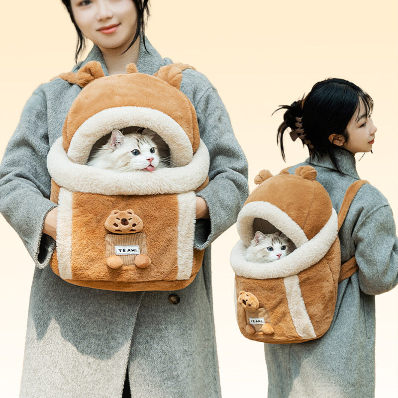 Dog Carrier Cage Winter Warm Cat Travel Bag Portable Carrier Backpack