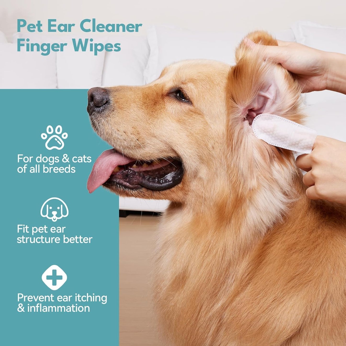 Finger Wipes  for Dogs & Cats Comfy Finger Design | 40 Count Pack